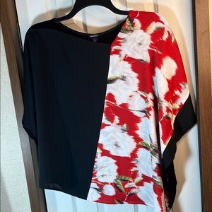 Black Label Black and Red Floral Blouse